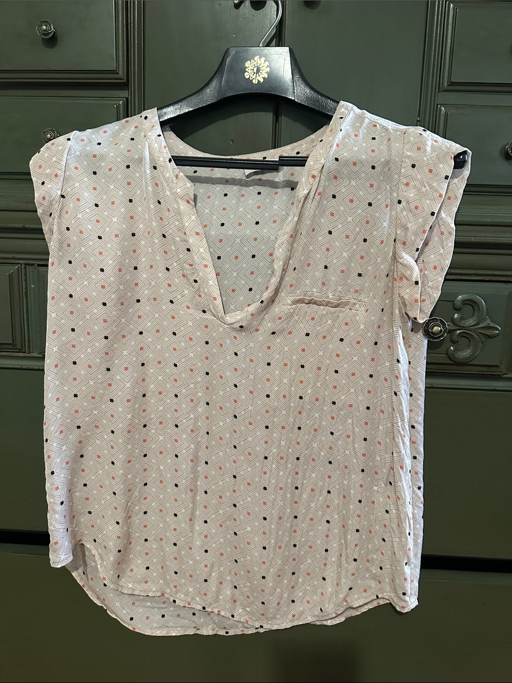 Joie Silk V-Neck Cap Sleeve Blouse